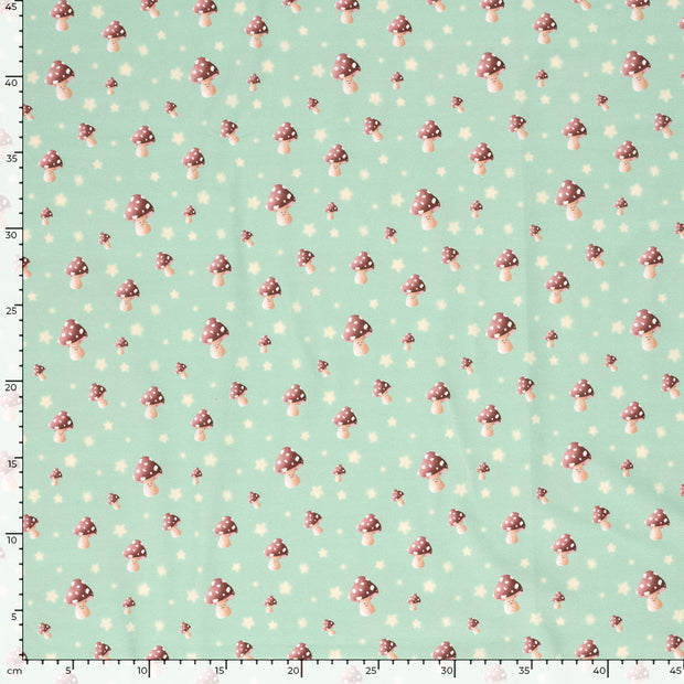 Jersey fabric Mushrooms Mint