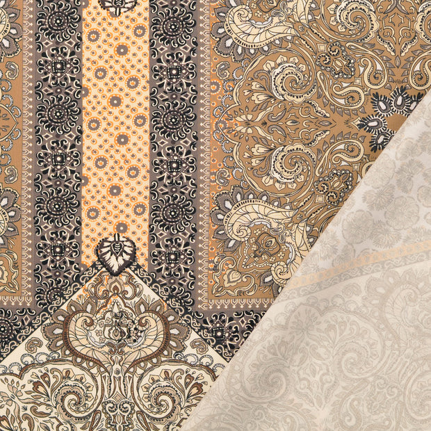 Popeline de Viscose tissu Marron imprimé numérique 