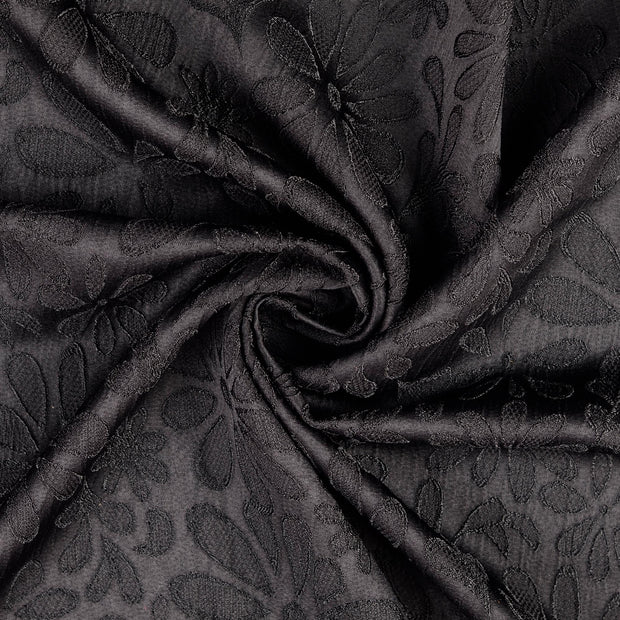 Satin Jacquard tela Negro 