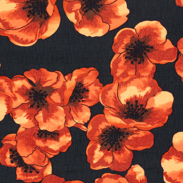 Viscose Nylon Ottoman tissu fleurs Brique