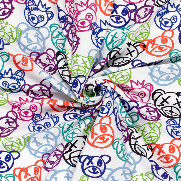 French Terry fabric Optical White printed 