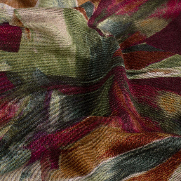 Poly Viscose Jersey fabric Abstract Brique