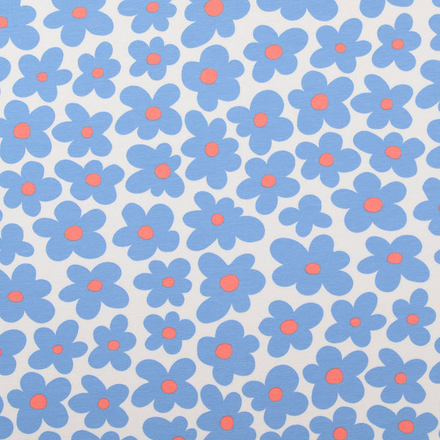 Jersey stof Bloemen Babyblauw