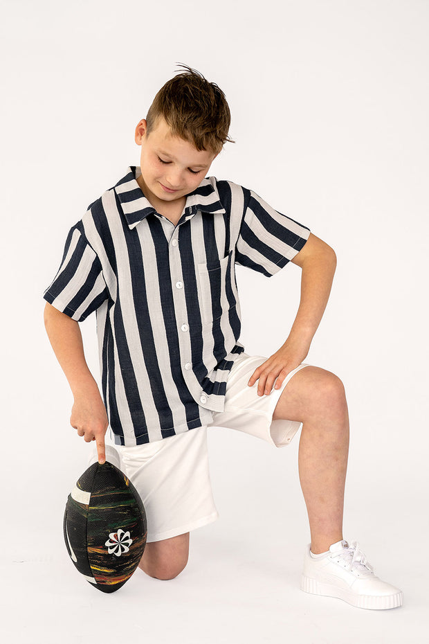 Muslin fabric Stripes Navy