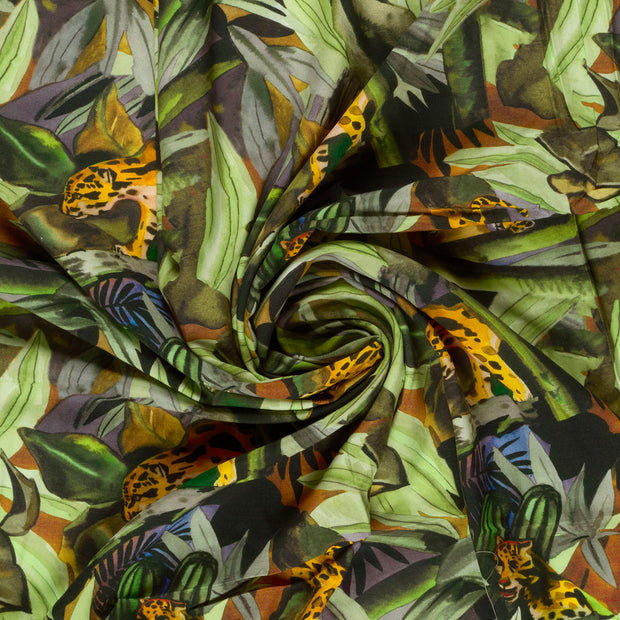 Viscose Poplin fabric Green printed 