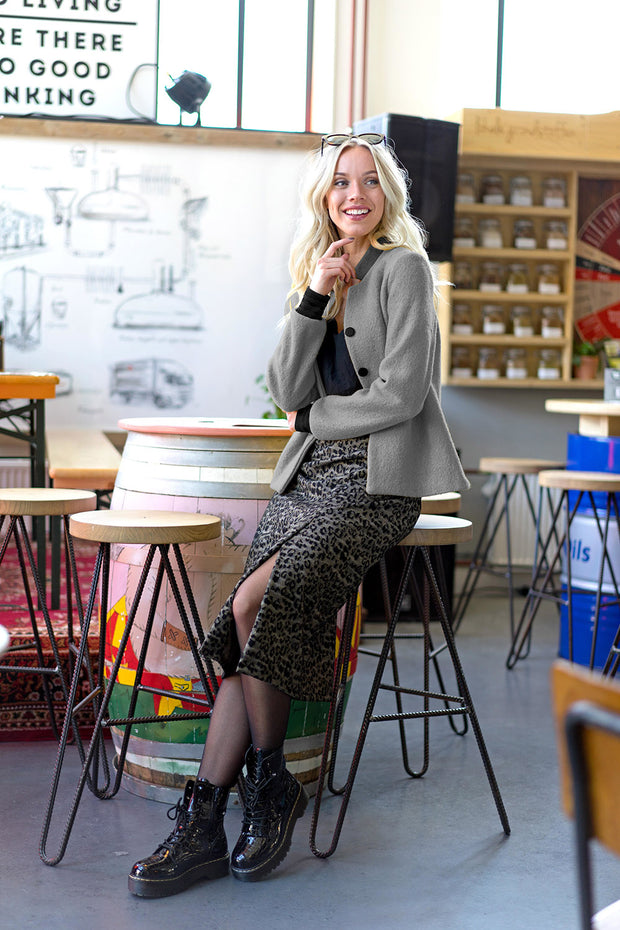 Walkloden fabrik Uni Hellgrau