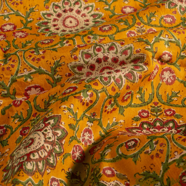 Voile fabric Flowers Oker