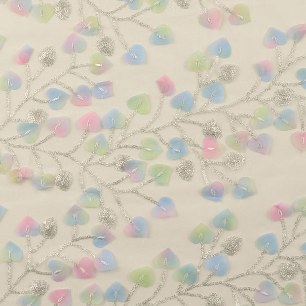 Maille tissu fleurs Multicolore