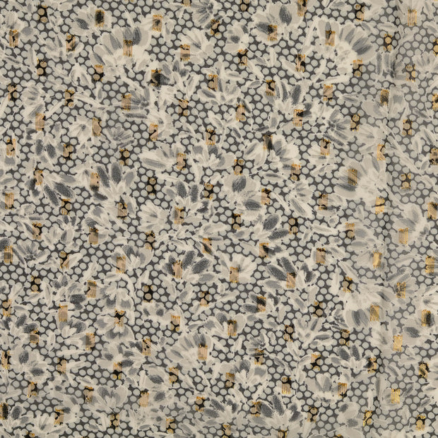 Chiffon fabrik Blumen Grau