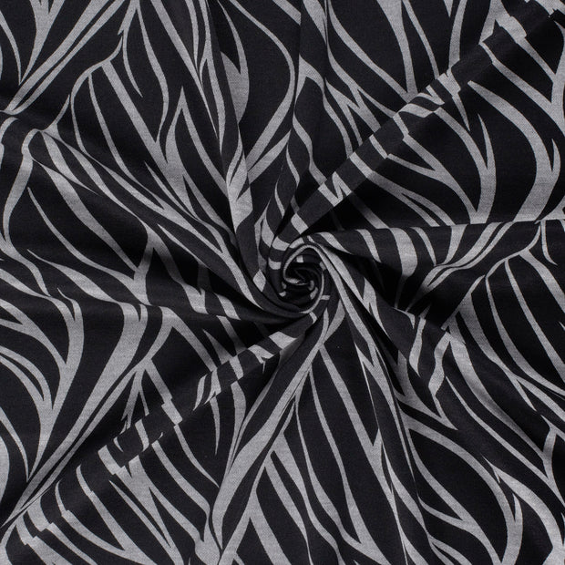 Poly Viscose Jersey fabric Black discharge printed 