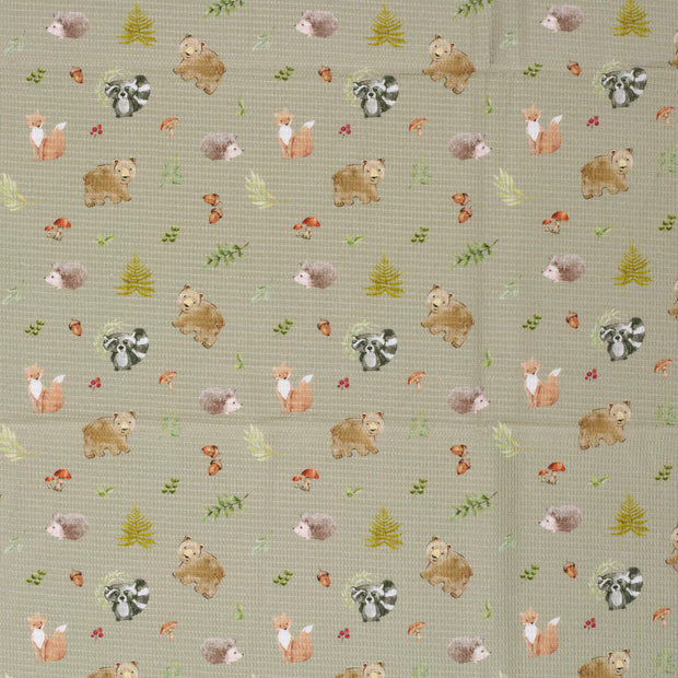 Waffle piqué fabric Green matte 