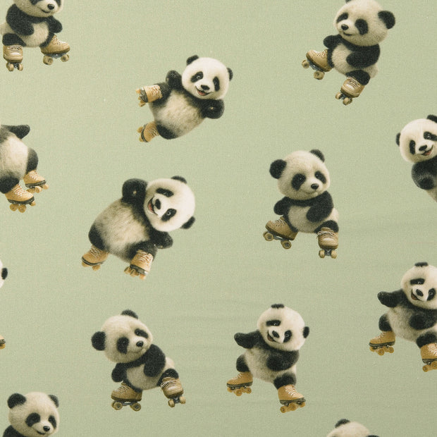 Cretonne fabric Animals Olive Green