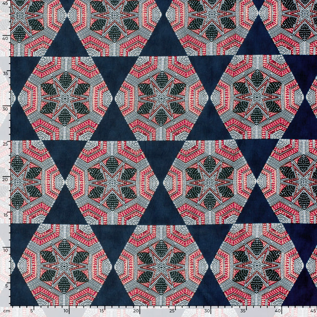 Voile fabric Flowers Indigo