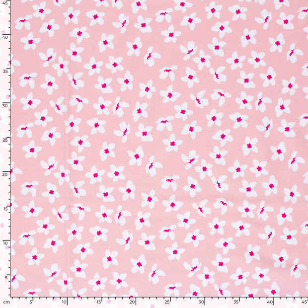 French Terry fabrik Blumen Rosa