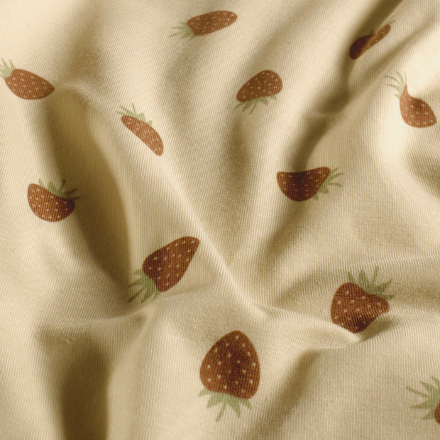 Jersey fabric Strawberries Beige