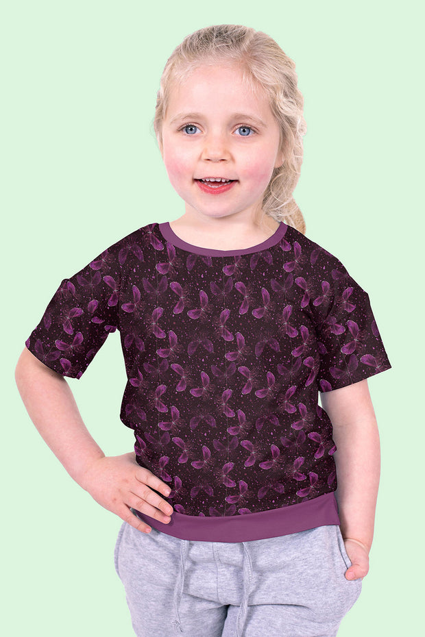 Jersey fabric Butterflies Purple