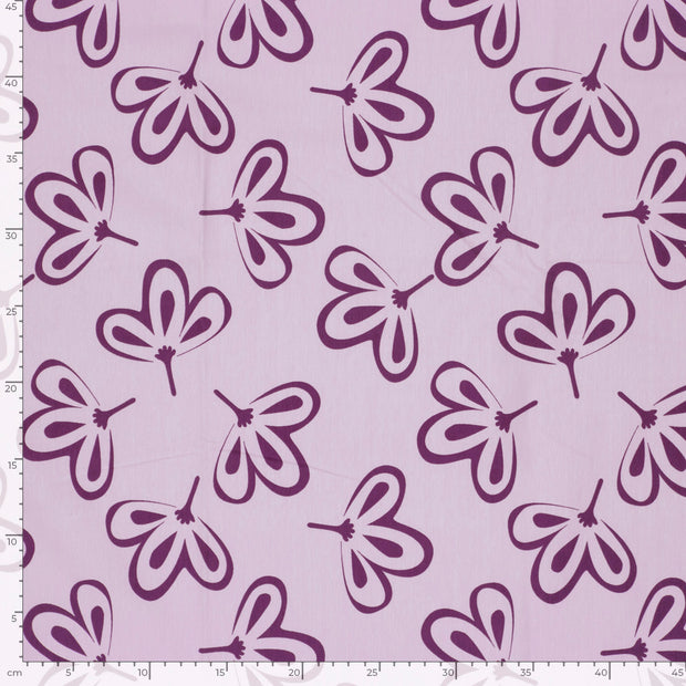 Jersey tissu fleurs Lilas
