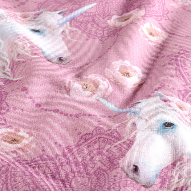 French Terry fabric Unicorn Old Pink