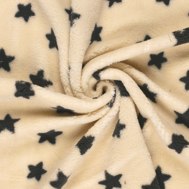 Sherpa Fleece fabric Beige printed 