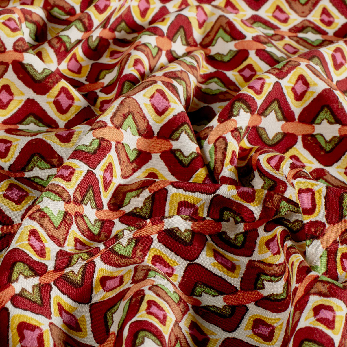 Donekr Rood Viscose Poplin Stof Abstract Donker rood | Stoffen groothandel ...