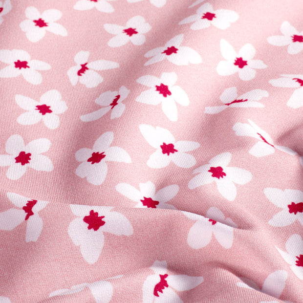 French Terry fabrik Blumen Rosa