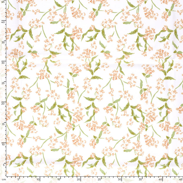 Sergé tissu fleurs Camel