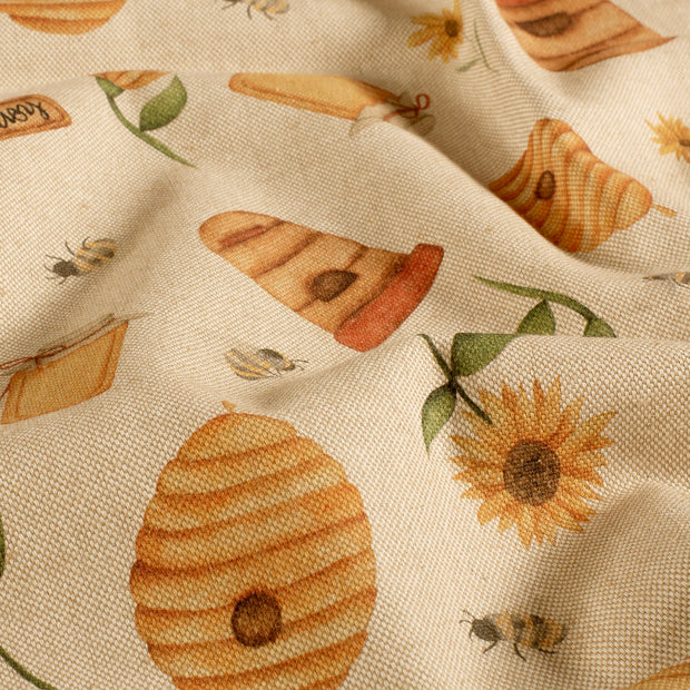 Linen Look fabric Bees Beige