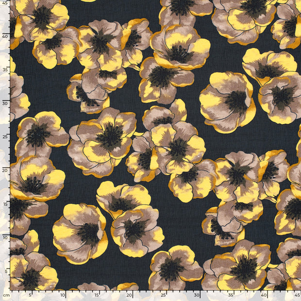 Viscose Nylon Ottoman fabric Flowers Oker