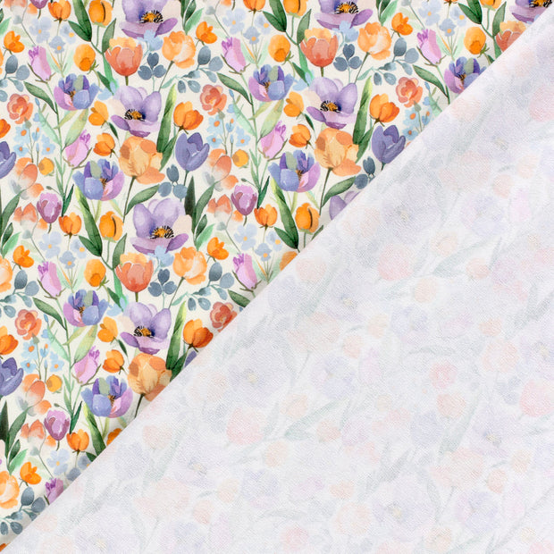 French Terry GOTS organic fabric Flowers digital printed 