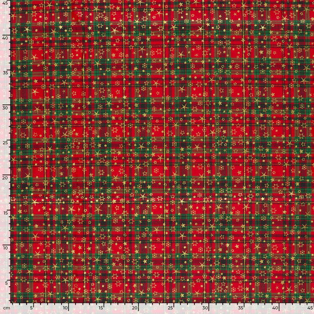 Algodón Popelina tela Navidad Rojo