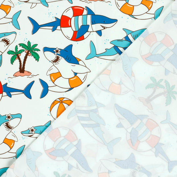 Jersey fabric Sharks printed 