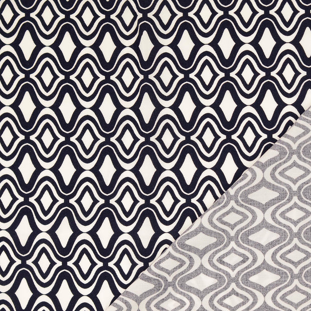 Popeline de Viscose tissu Bleu Marine imprimé 