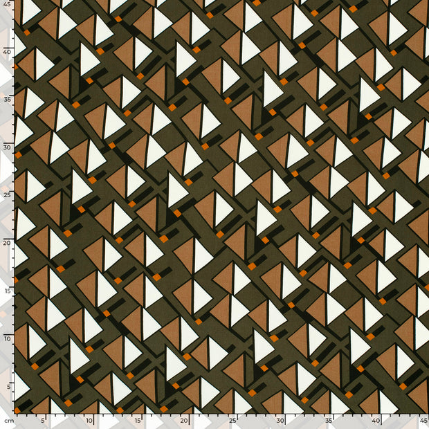 Viscose Poplin fabric Abstract Khaki Green