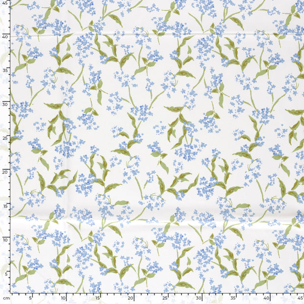 Twill fabric Flowers Baby Blue