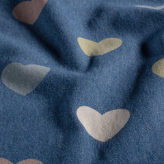 Denim printed Hearts Indigo