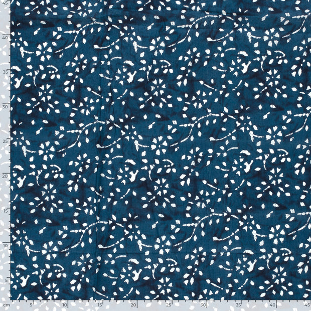 Voile fabrik Blumen Indigoblau