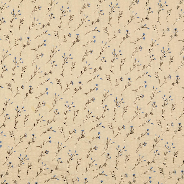 Seersucker fabric Flowers Pink