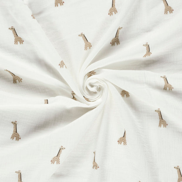 Muslin fabric Off White printed 