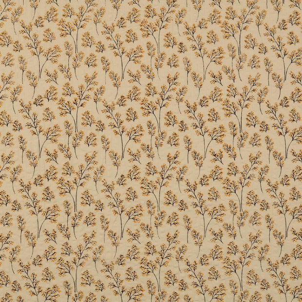 Seersucker fabric Flowers Oker
