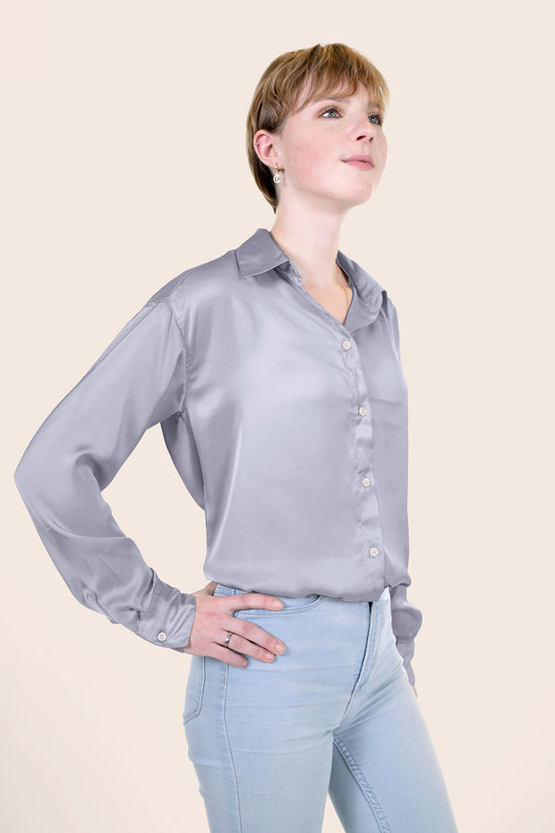 Satin fabrik Uni Silber
