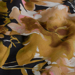 Viscose Nylon Crepe bedrukt Bloemen Marine