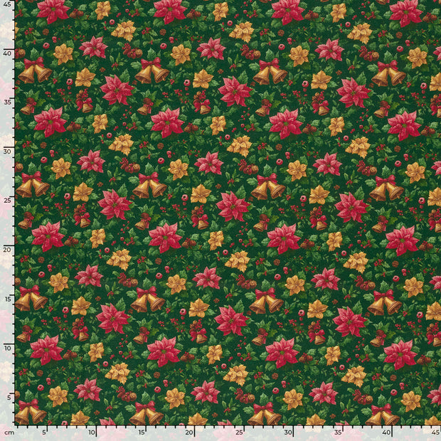 Cotton Poplin fabric Christmas Green