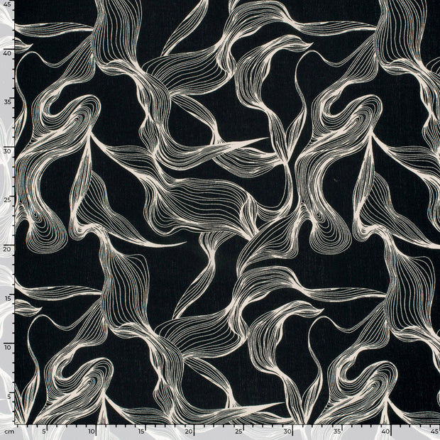 Borken Crepe fabric Abstract Black