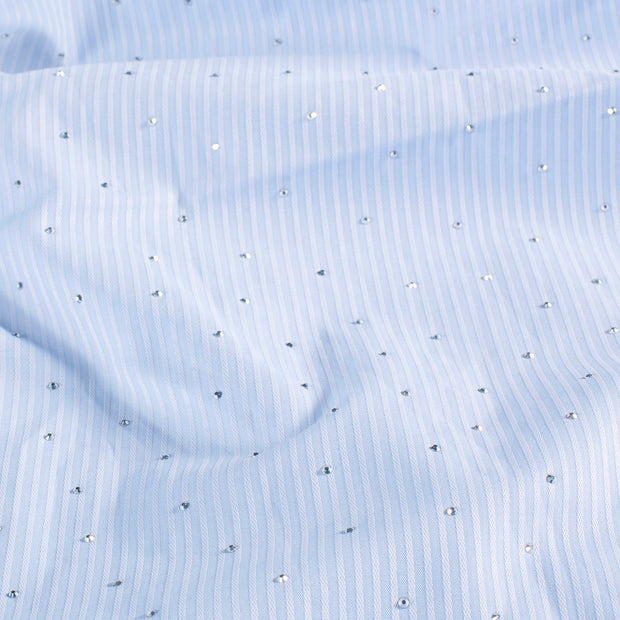 Woven Polyester fabric Stripes Baby Blue
