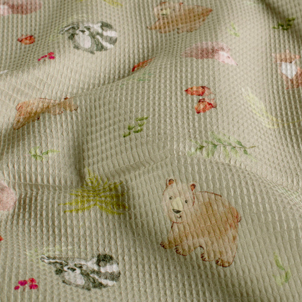 Waffle piqué fabric Green