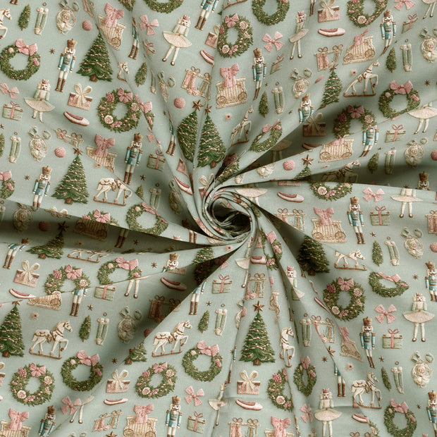 Katoen Poplin stof Mint digitaal bedrukt 