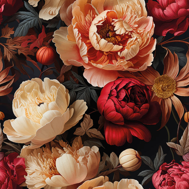 Velours tissu fleurs Rouge