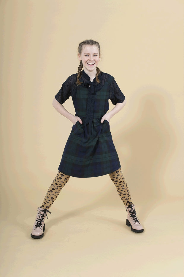 Gabardine fabric Checks Dark Green