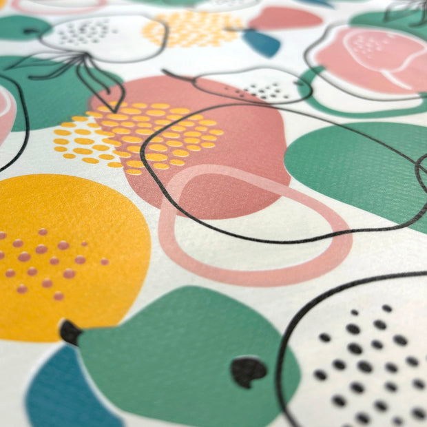 Coated Tablecloth fabric Fruits Off White