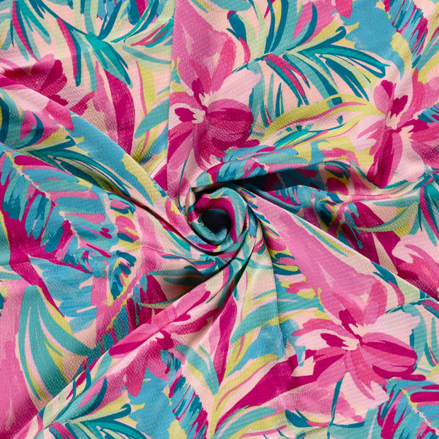 Polyester Bubble stof Licht roze bedrukt 